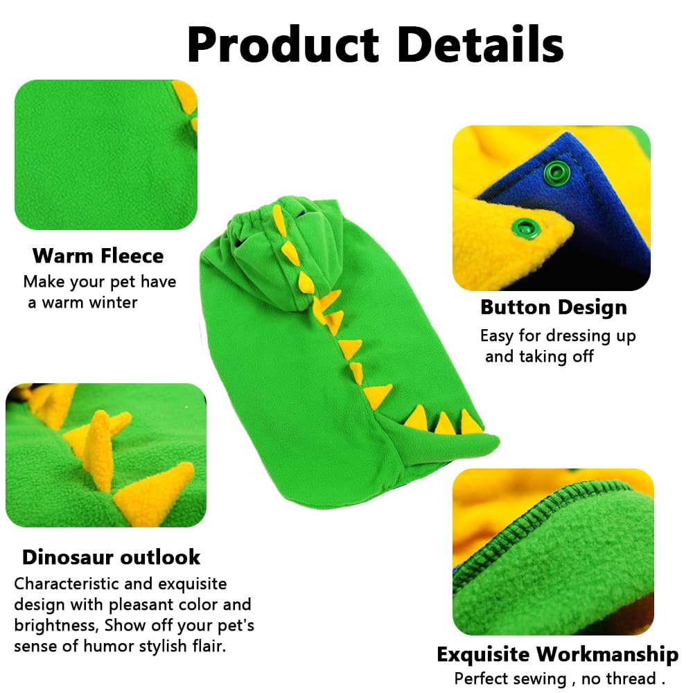 Fladorepet Funny Halloween Large Dog Dinosaur Costume Outfits,Dog Pajamas Hoodie Winter Warm Pet Clothes Coat For Golden Retriever Pitbull(6Xl, Green)