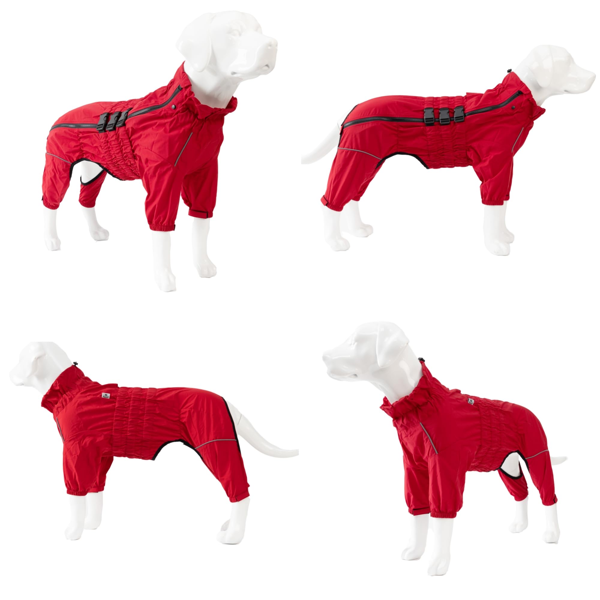 Dogs Waterproof Jacket, Lightweight Waterproof Jacket Reflective Safety Dog Raincoat Windproof Snow-Proof Dog Vest For Small Medium Large Dogs Red Xs