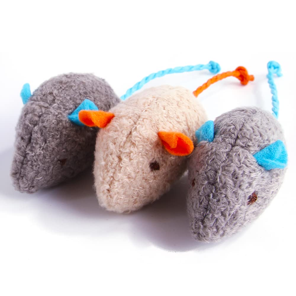 Q.Y.Home Cat Toy Interactive Toy Plush Mouse Shaped Toy - (3 Pack)