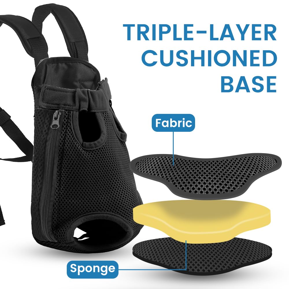 Dog Backpack Carrier, Adjustable Pet Front Carriers, Legs Out Carrying Sling Travel Bag for Small Medium Dogs 2.5-4 Lbs, Soft We