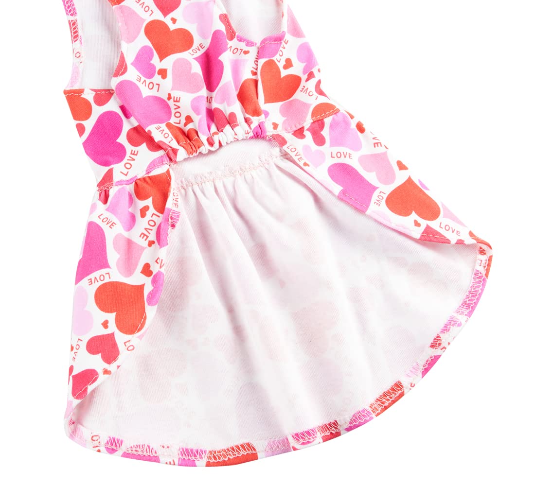 Mother'S Valentines Day Love Heart Mom Dog Dress, Dog Valentine Dresses Clothes For Small Dogs Girl, Pink Medium M Size