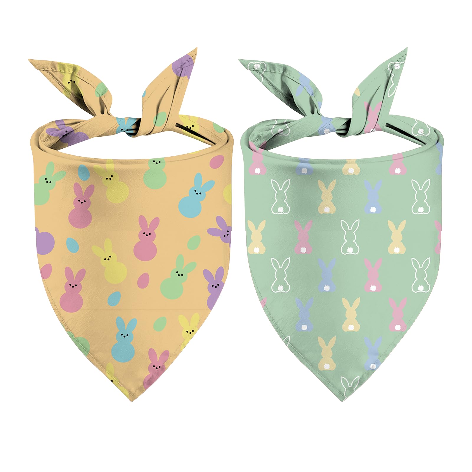 Easter Dog Bandanas Puppy Scarf - Easter Bunny Peeps Dog Outfits - 2 Pcs Adjustable Triangle Double-Layer Reversible Pet Bandana