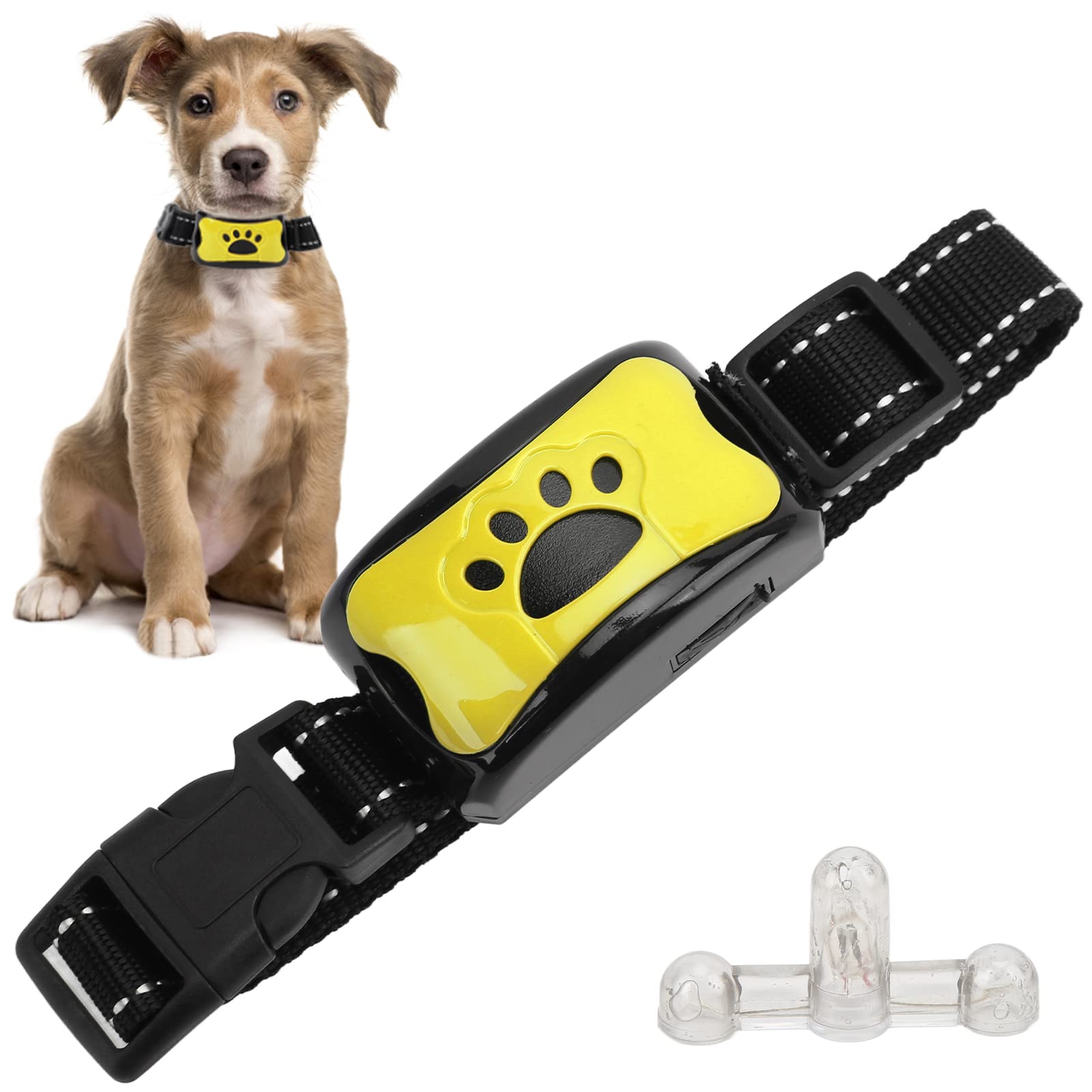 Ashata Anti Dog Bark Collar, Dog Barking Collar, Usb Rechargeable Waterproof Vibration Intelligent Recognition Training Collar 7 Sensitivity (Lemon Yellow)