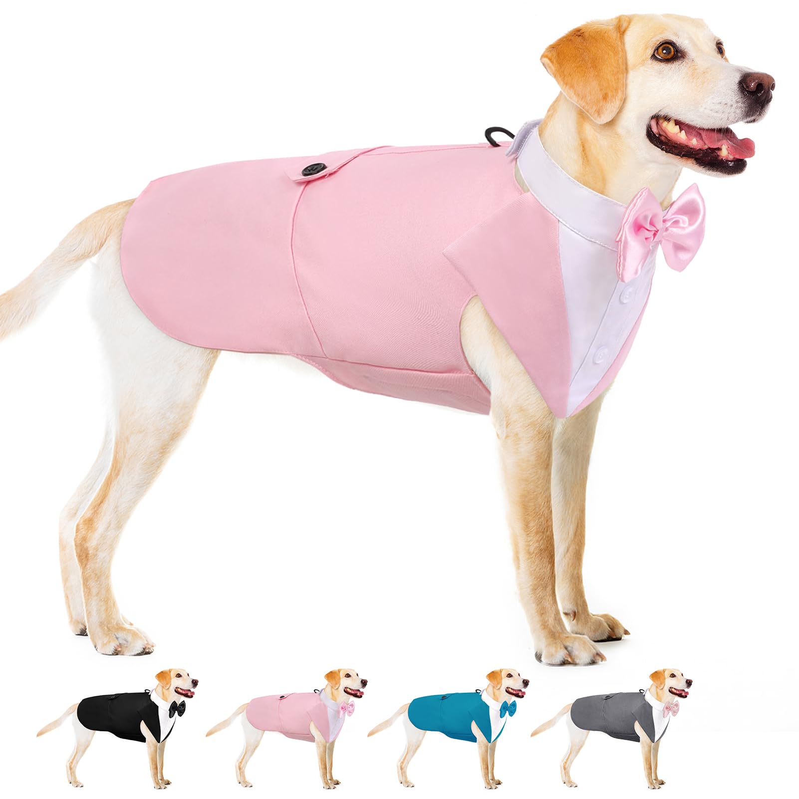 Aofitee Dog Tuxedo For Large Dogs, Formal Dog Suit And Tie, Gentle Dogs Wedding Party Suit Bow Tie Shirt, Pet Wedding Outfit Wit