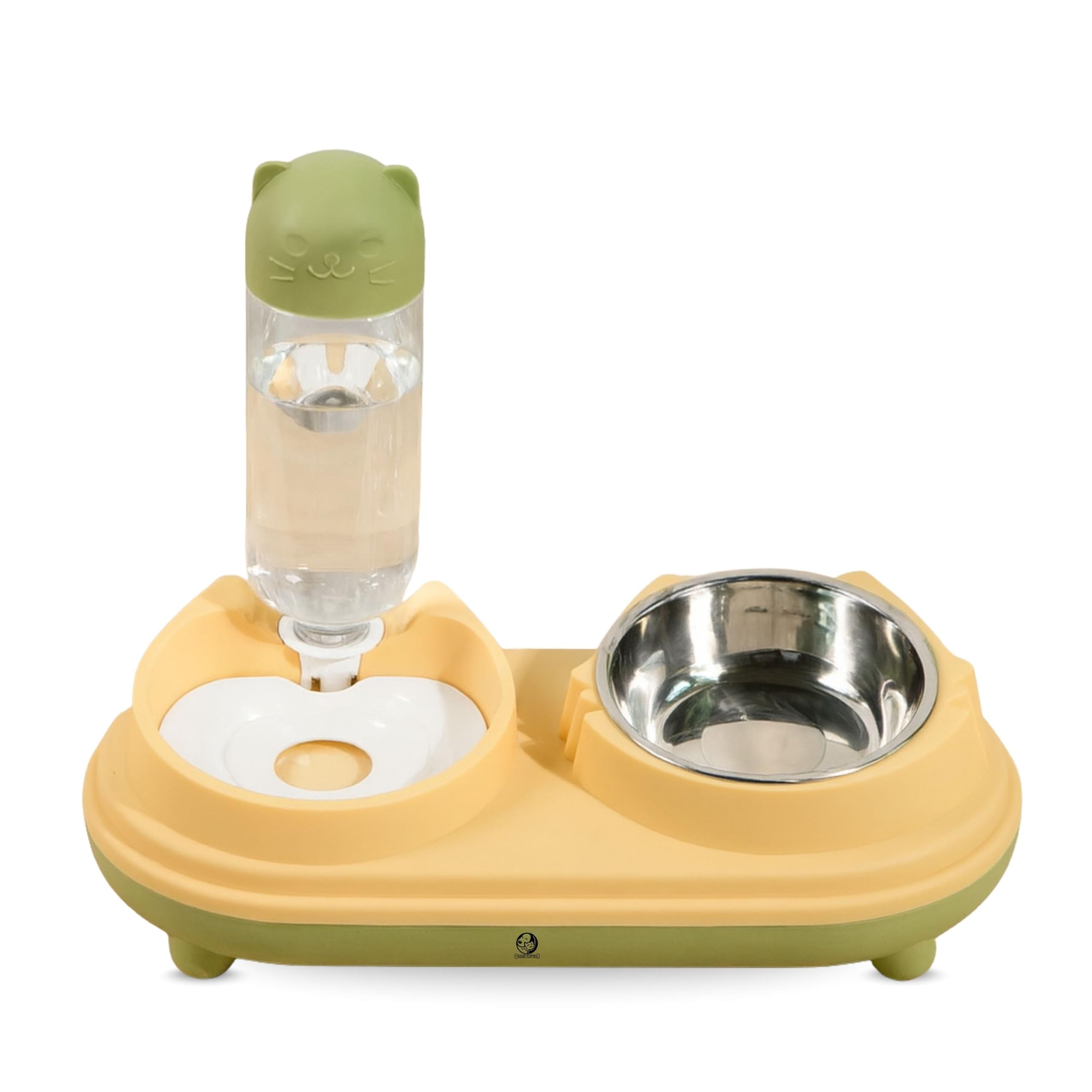 Foodie Puppies Automatic Pet Water Dispenser & Food Bowl (Cut-Out Bowl Bottle Feeder) With Anti-Slip Base, Mess-Free Feeding Sta