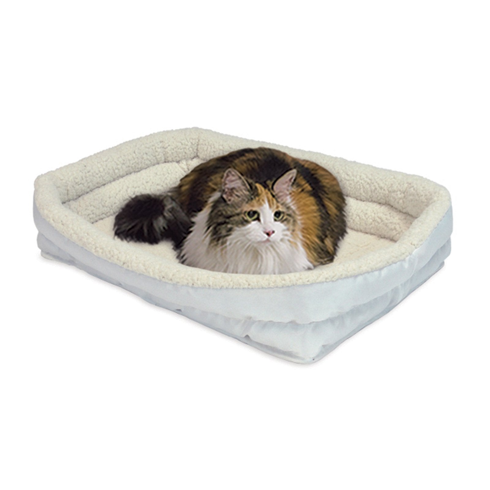 MidWest Homes for Pets 24-Inch Double Bolster Dog Bed - White Fleece for Small Breeds, Fits 24-Inch Crates, Comfortable & Durable