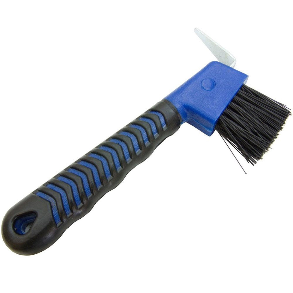 Intrepid International Rubber Handle Hoof Pick with Brush, Blue - The Ultimate Tool for Easy Horse Hoof Cleaning, Grooming, and 