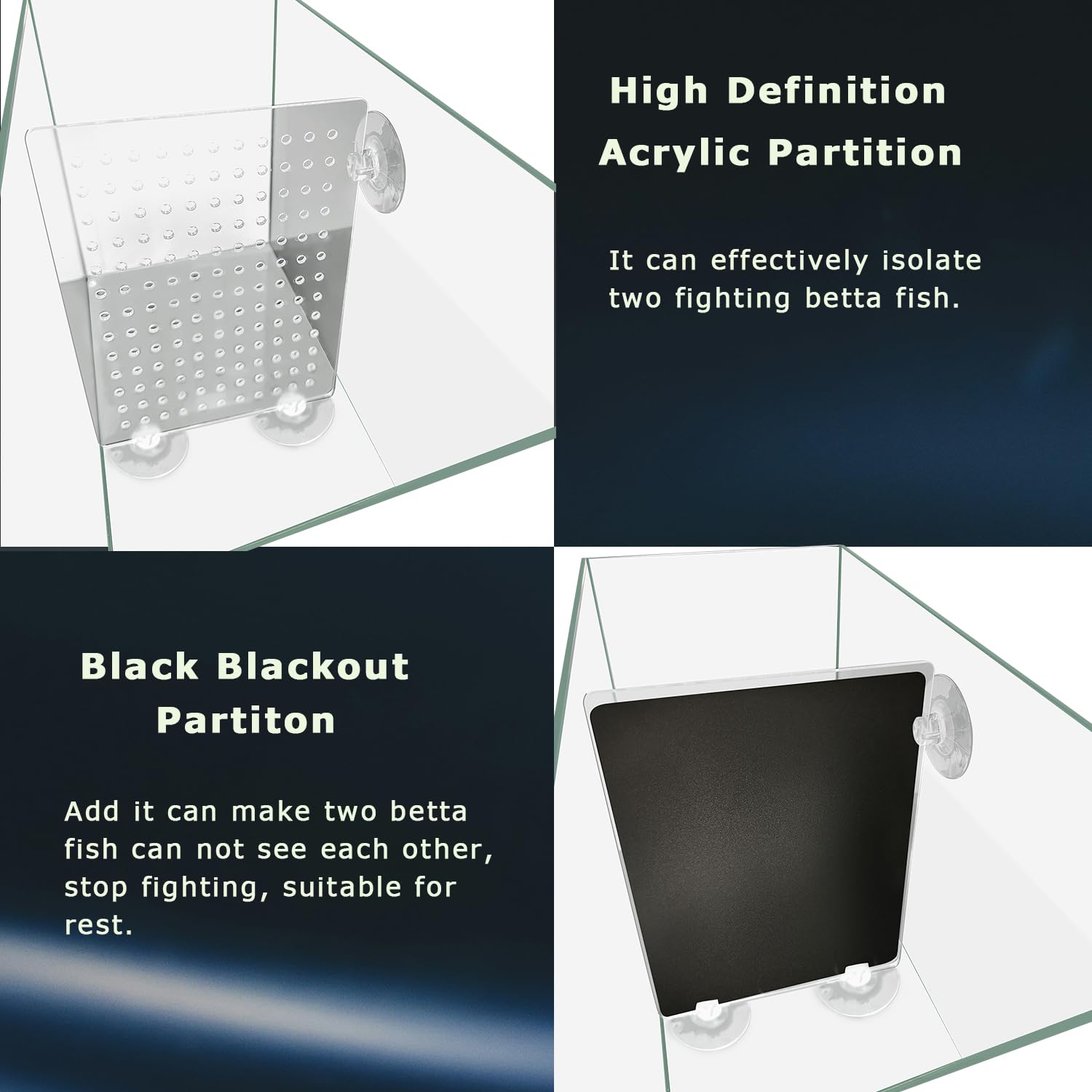 Ipriro 3 Gallon 12.6'' L Fish Nano Glass Aquarium, With Separator Plate For Betta, Multi-Functional Square Fish Tank With Filter