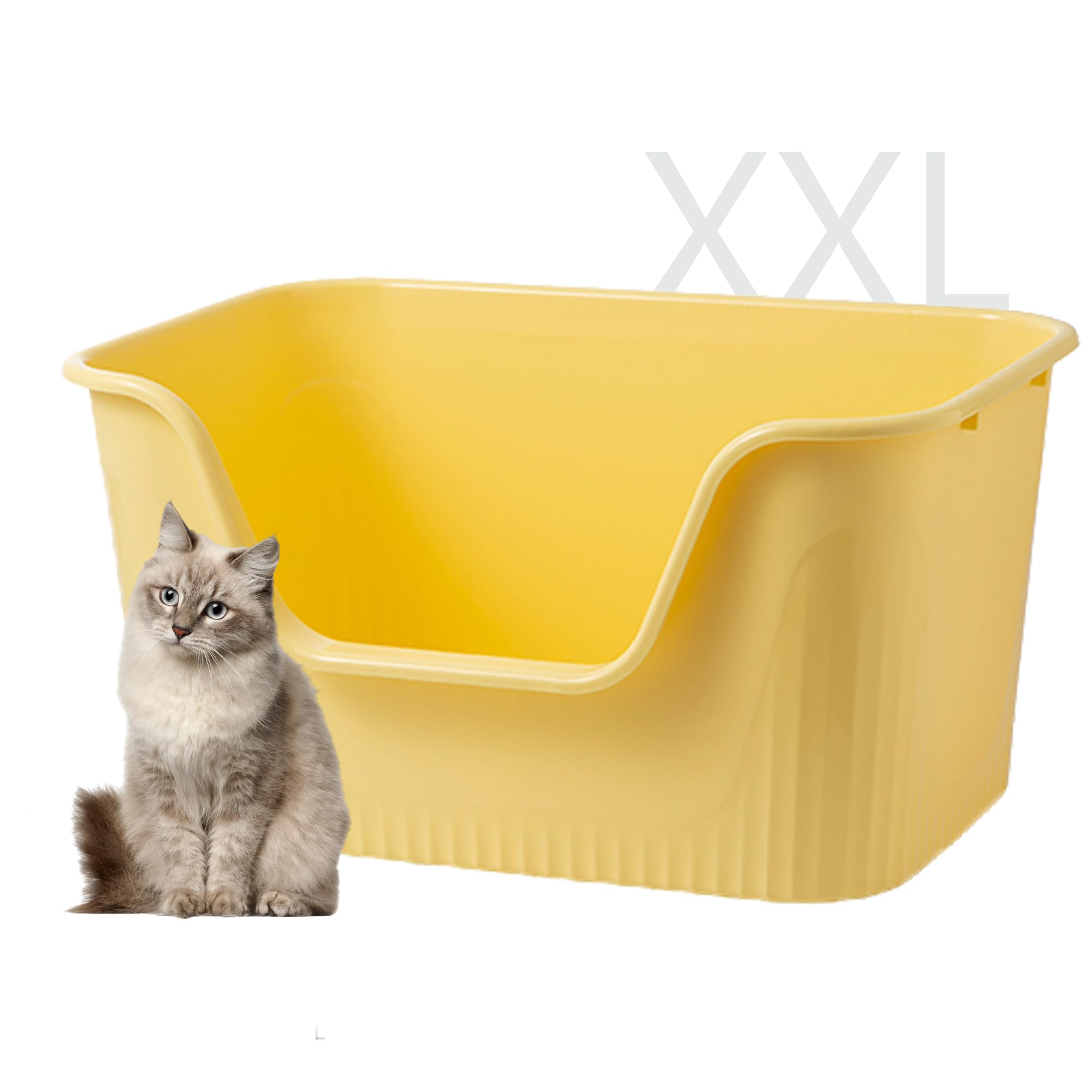 Vealind Largest Xxl Jumbo Cat Litter Box For Big Cats, 31''  21''  16'' Yellow Easy Clean Big Tall Extra Large Cat Litter Box Wi