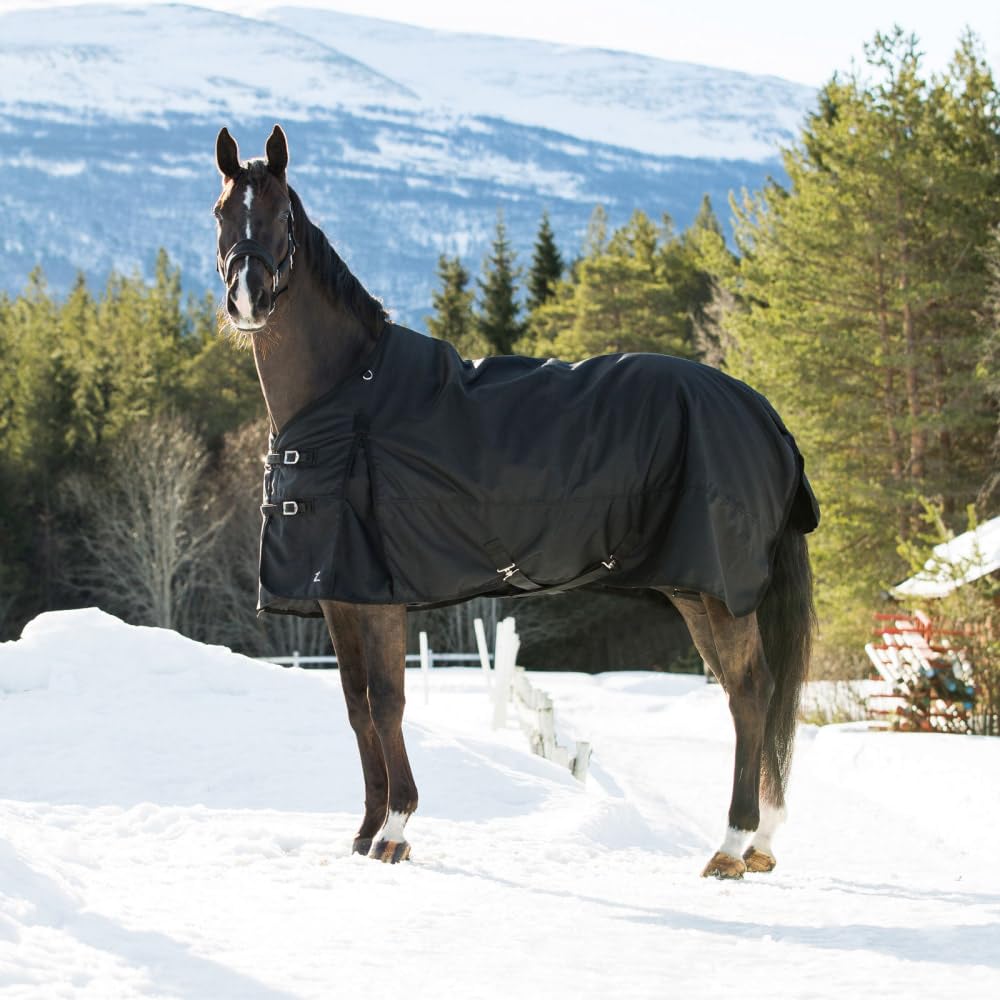 HORZE Nevada Heavy Weight 1200D Waterproof Horse Winter Turnout Blanket (400g Fill) - Black - 69 in