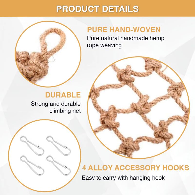 Hokable 2 Packs Natural Bird Rope Net Parrot Swing Hammock For Birds Parrot Ladder Macaw Hanging Hammock Activity Toy For Rats P