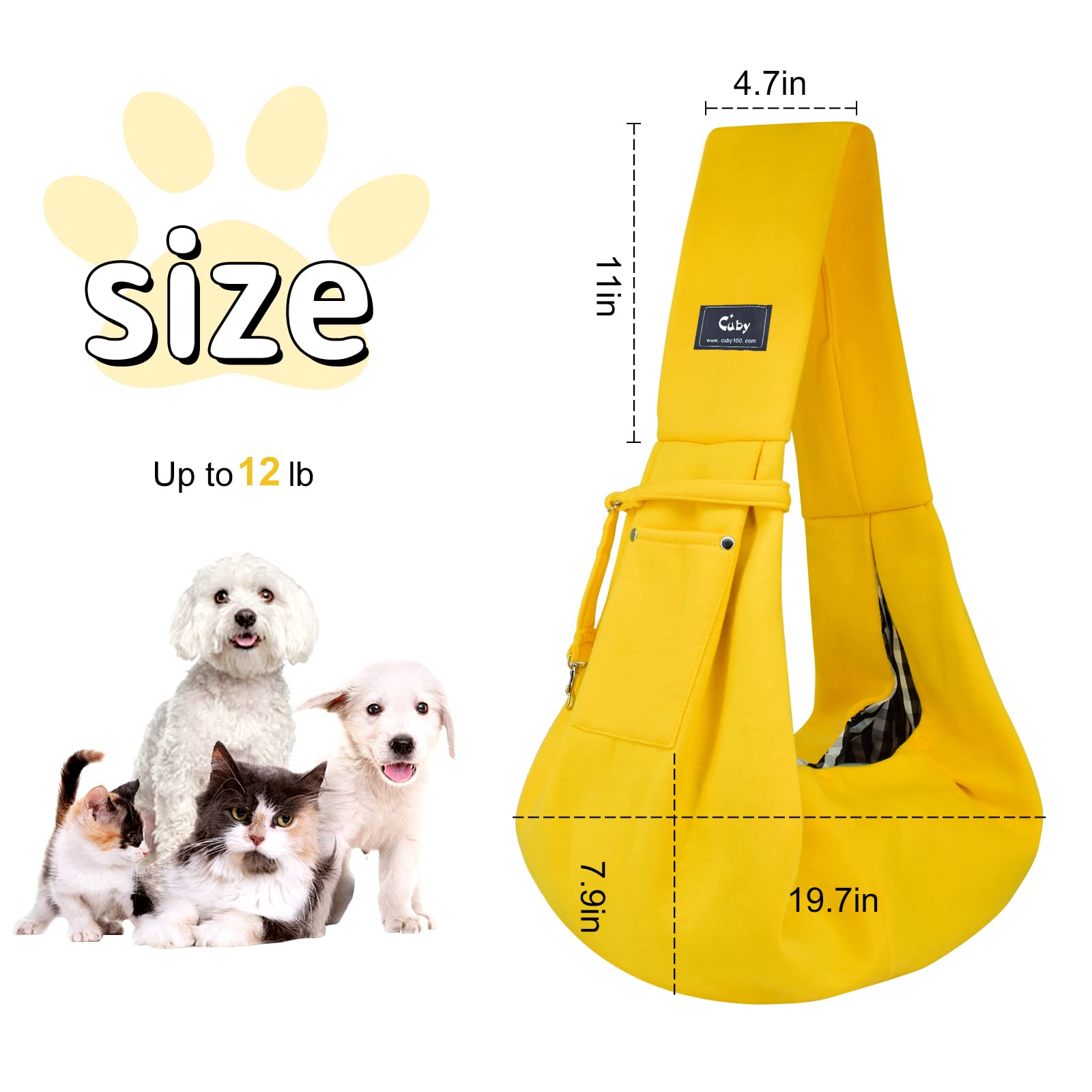 Cuby Swaddle Dog Sling Carrier For Small Dogs, Front Pet Sling Carrier Chest,Hands Free Adjustable Cat Sling Carrier Soft Cotton