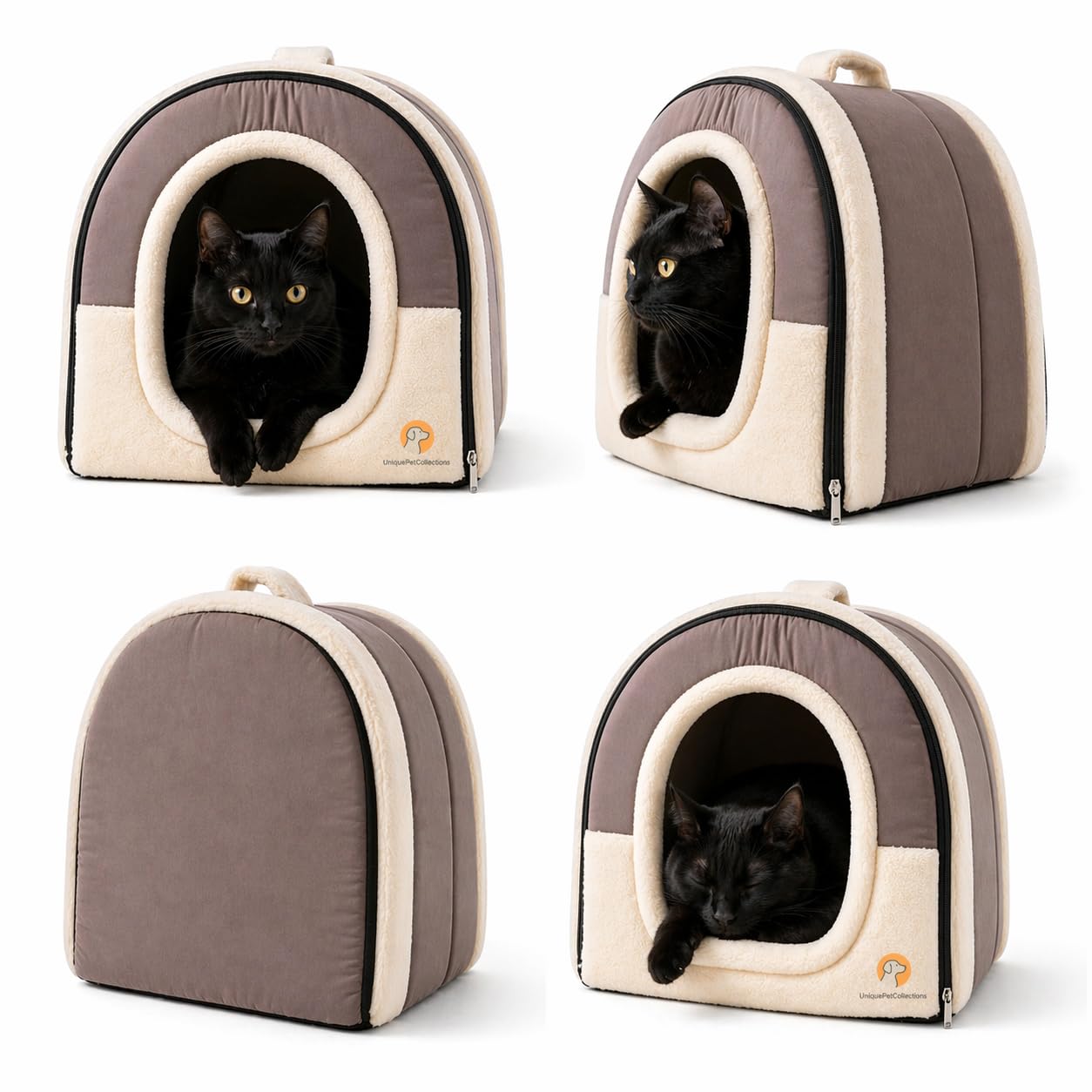 UNIQUE PET COLLECTION Portable Foldable Pet Bed for Cats & Small Dogs | Removable Washable Cover | Soft Plush Cushion | Lightwei