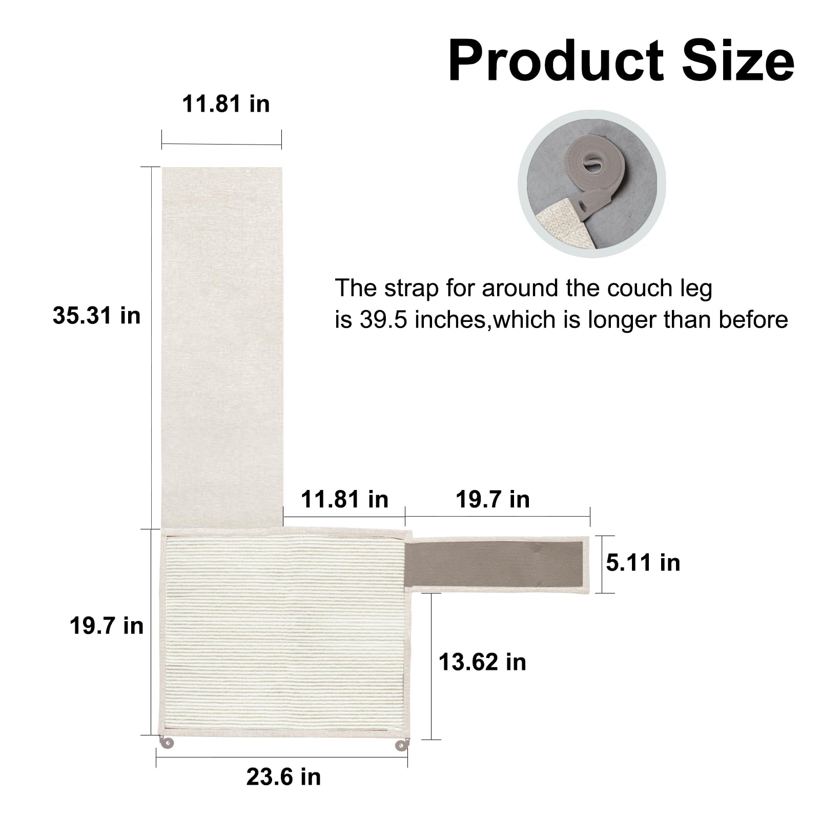 Cat Scratch Sofa Protector,23.6L*19.6W Cat Scratch Furniture Protector Pad,Cat Scratch Couch Arm Sheild With Natural Sisal For P