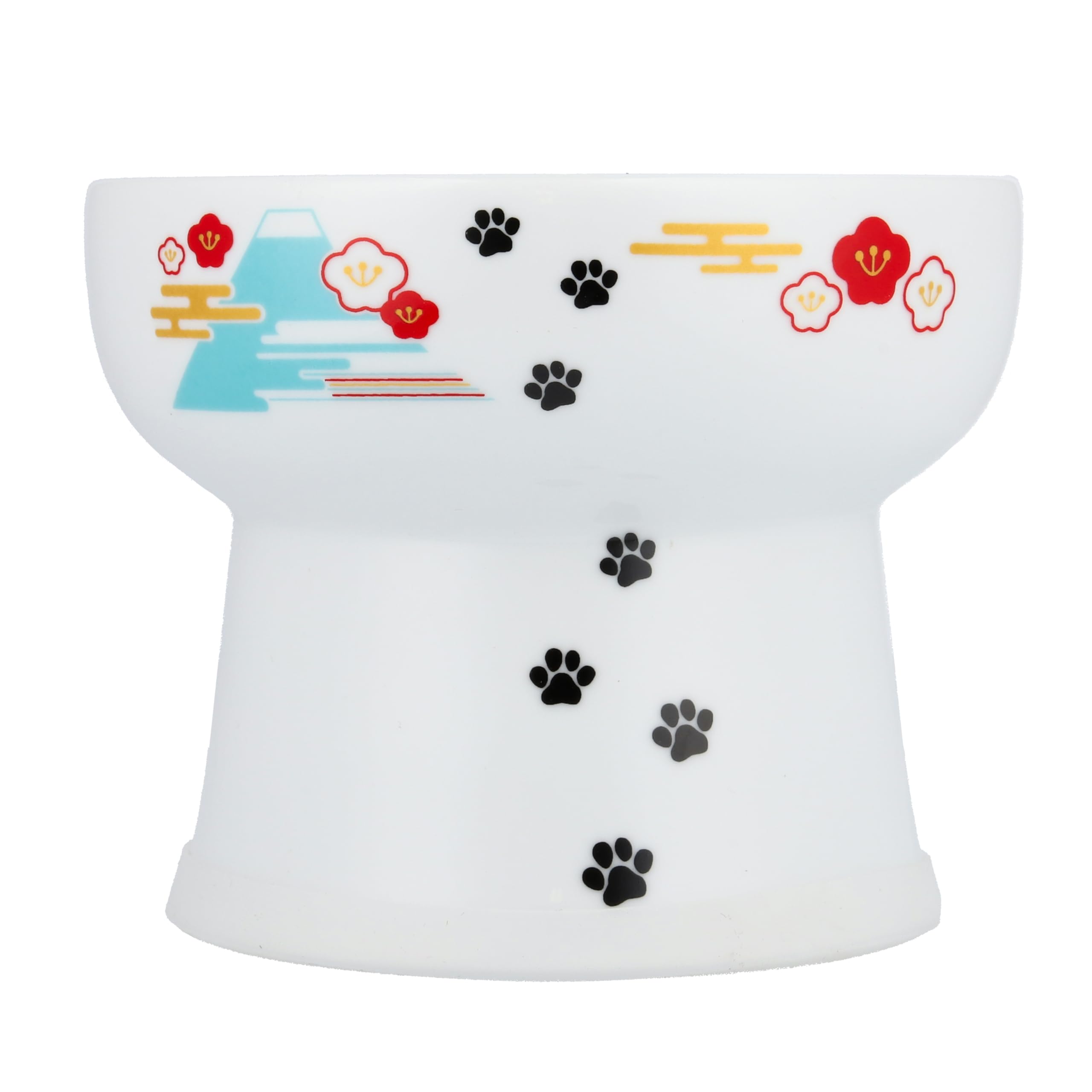 Necoichi Elevated Ceramic Cat Bowls for Indoor Cats - Raised Cat Food Bowl, Cat Water Bowl, Cute Lifted Cat Dishes for Food, Whi