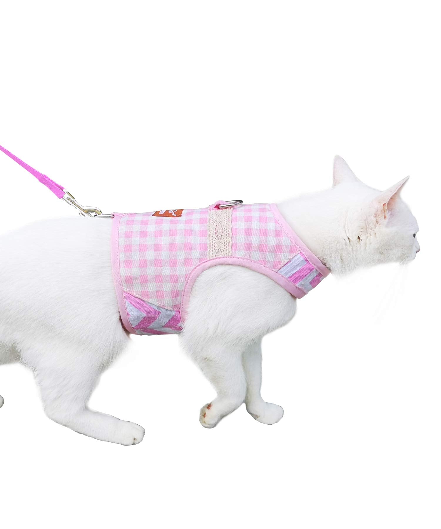 Yizhi Miaow Cat Harness and Leash for Walking Escape Proof, Adjustable Cat Vest Harness, Padded Stylish Cat Walking Jackets, Pin