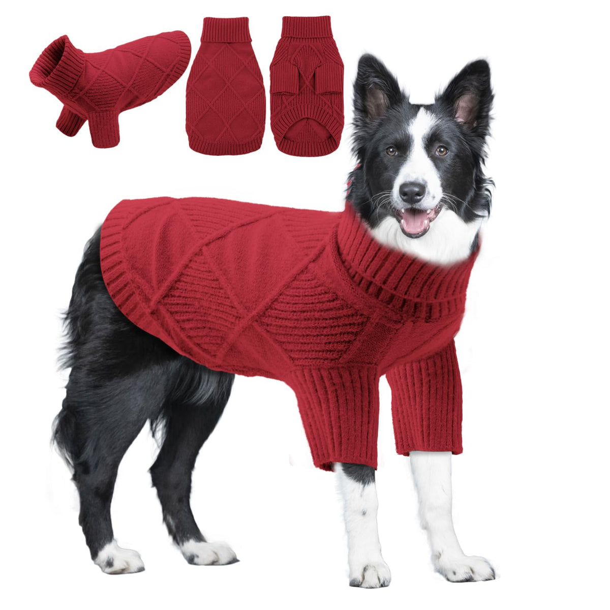 Emust Pet Sweater, Dog Sweaters For Large Dogs With Sleeves, Warm Dog Sweater For Cold Weather, Red 4Xl