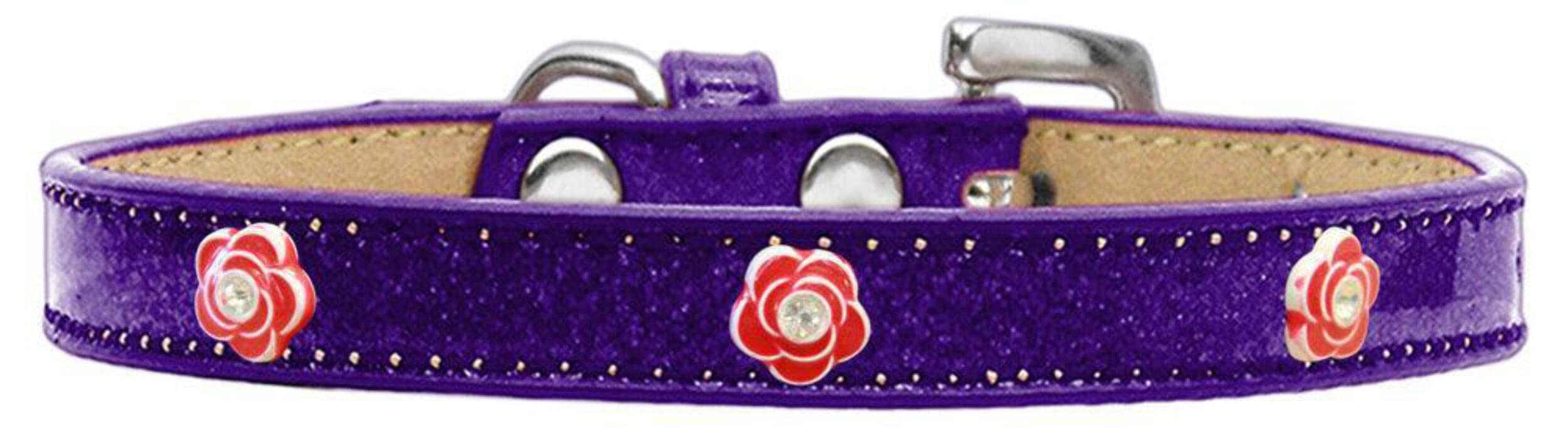 Dog, Puppy & Pet Widget Ice Cream Collar, Red Roses Black 14