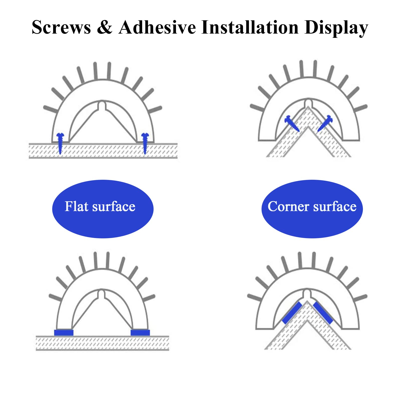 Double2C Cat Self Groomer, 4 Pack Cat Wall Corner Groomers With Catnip, Soft Face Scratchers Brush, Corner Massage Comb For Long & Short Fur Kitten/Puppy (Blue+Grey)