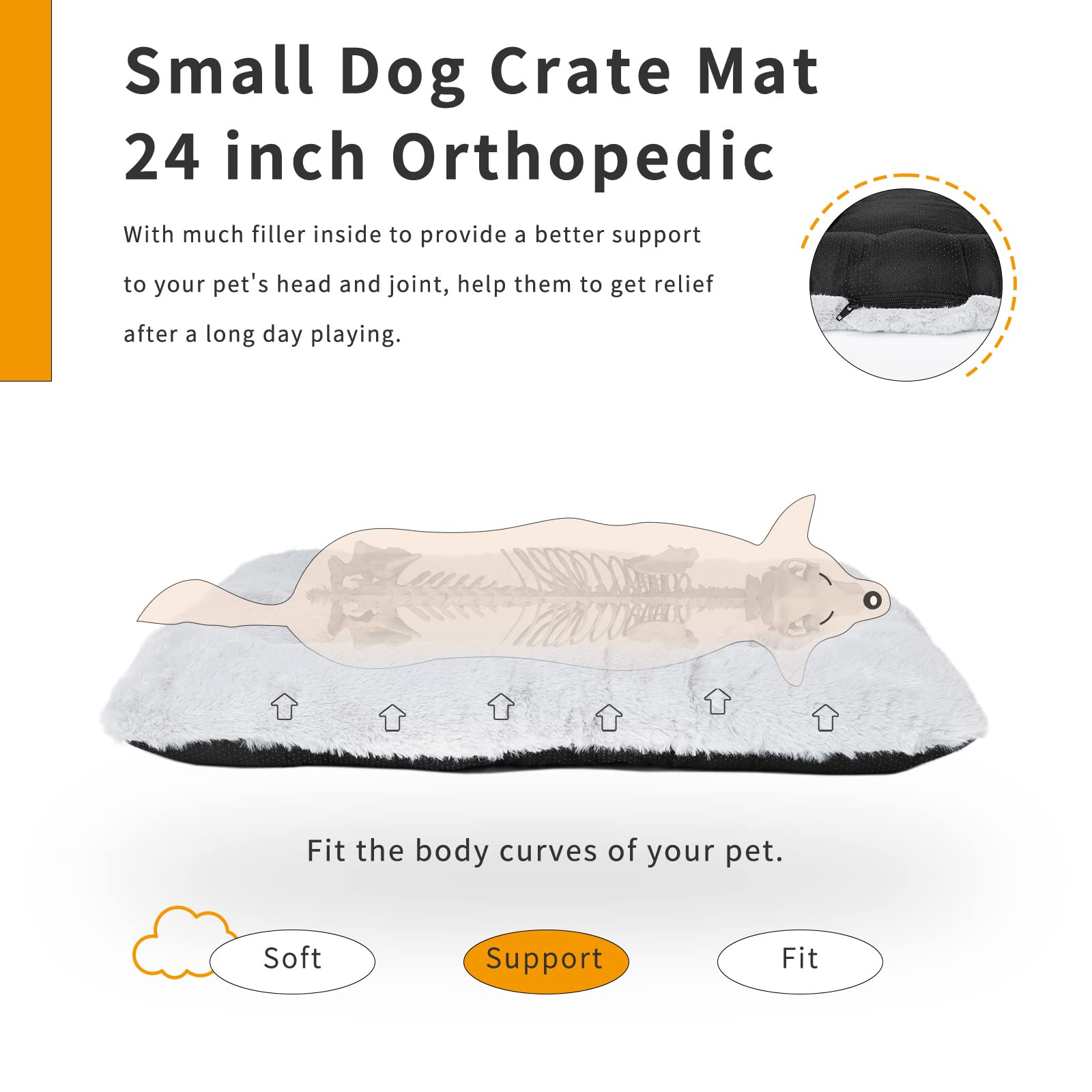 Wrkfree Dog Crate Mat 24 Inch Washable For Small Dogs Comfy Fluffy For 24 Inch Dog Cage Kennel Indoor And Outdoor Use