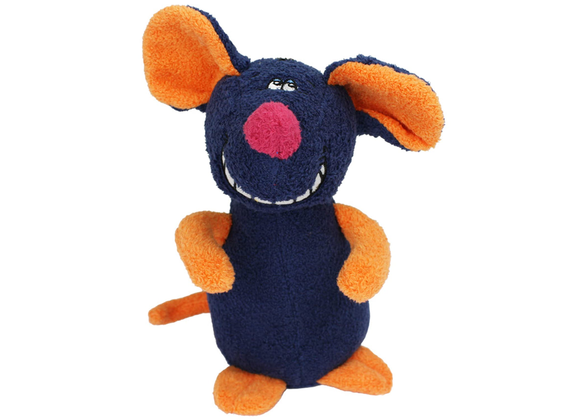 Multipet Deedle Dude 8-Inch Singing Mouse Plush Dog Toy, Blue