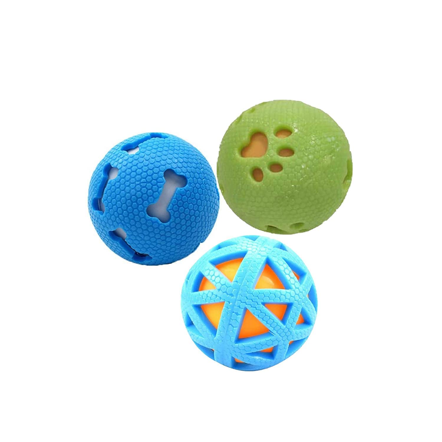 D&C PAWS Squeaky Interactive Ball Toy, Pet Toy Ball in Ball for Playing and Chewing Dogs & Puppies  Multicolor (Pack of 3)