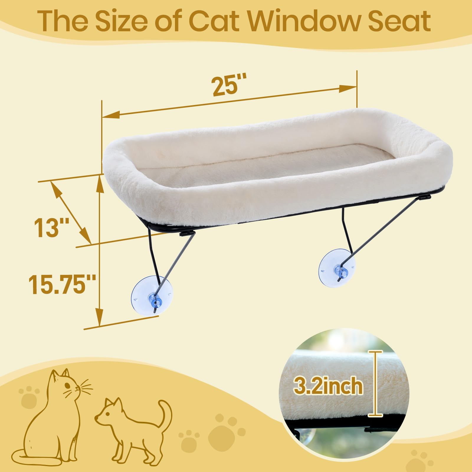Foldable Cat Window Perch - Cozy Cat Window Hammock Bed For Large Cats, With Metal Frame For 40Lbs Load-Bearing, Easy Install Wi