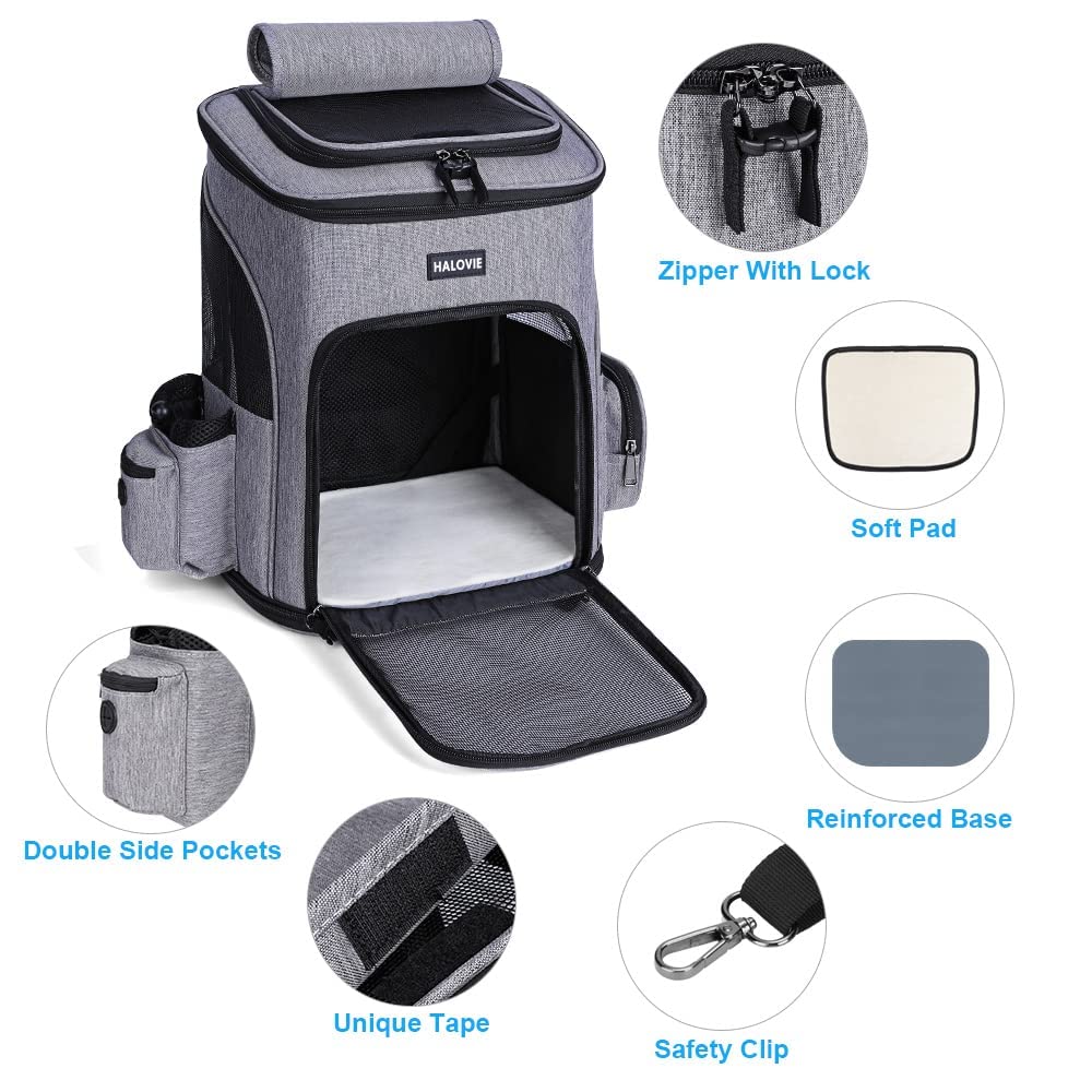 Halovie Pet Carrier Backpack Expandable For Cats Dogs Under 18 Lb, Breathable Mesh Cat Backpack Carrier Bag, Foldable Dog Backpack Carrier For Small Dogs Rabbits Puppies