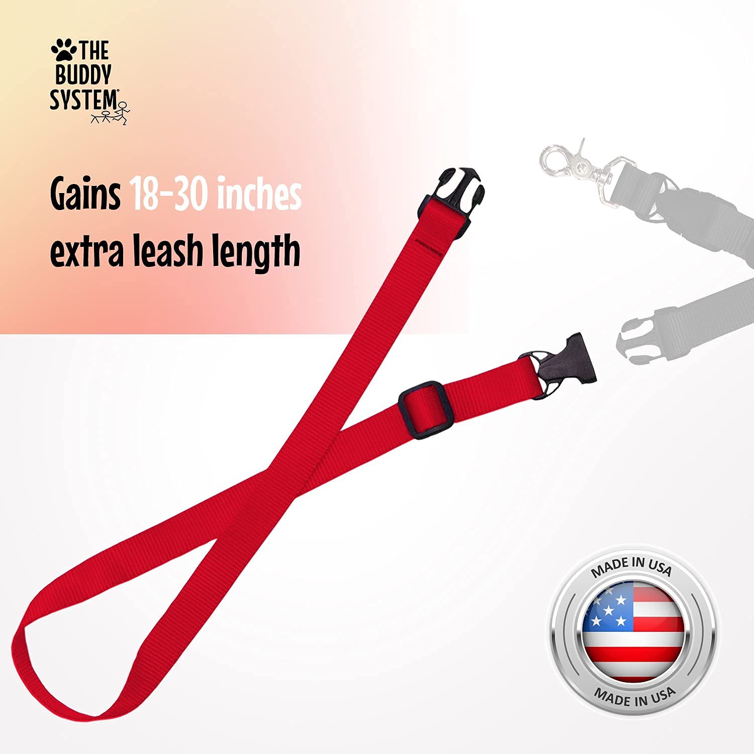 The Buddy System Accessories For Our Dog Leashes Made In Usa (Extender, Regular Dog Red)