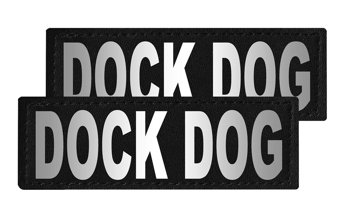 Dogline Dock Dog Vest Patches – Removable Dock Dog Patch 2-Pack With Reflective Printed Letters For Support Dog Vest Harness Collar Or Leash Size C X-Large (2' X 6')