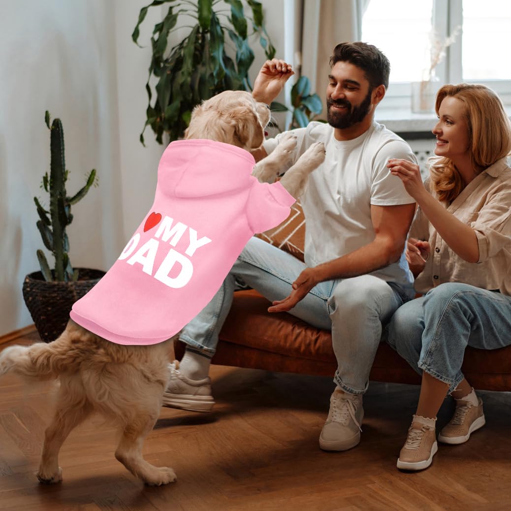 Greenjoy Dog Sweater Dog Hoodie Cold Weather Dog Coat Hooded Sweatshirt For Puppies,Cats, Small Medium Large Dogs (Pink(I Love M