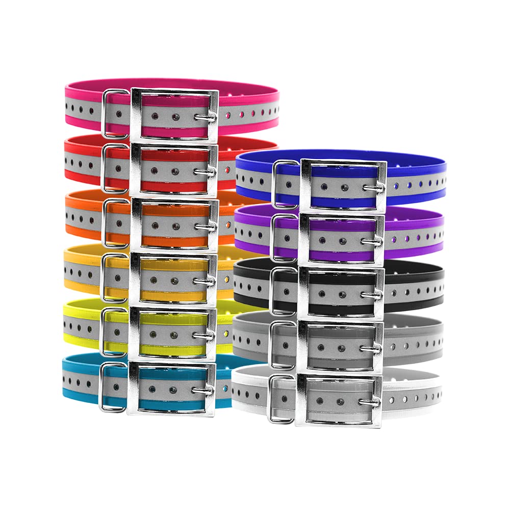 Standard 1'' Replacement Dog Collar Straps For Garmin Tt10, Tt15/Tt15X, T5/T5X, And Dc50 (Reflective Yellow)