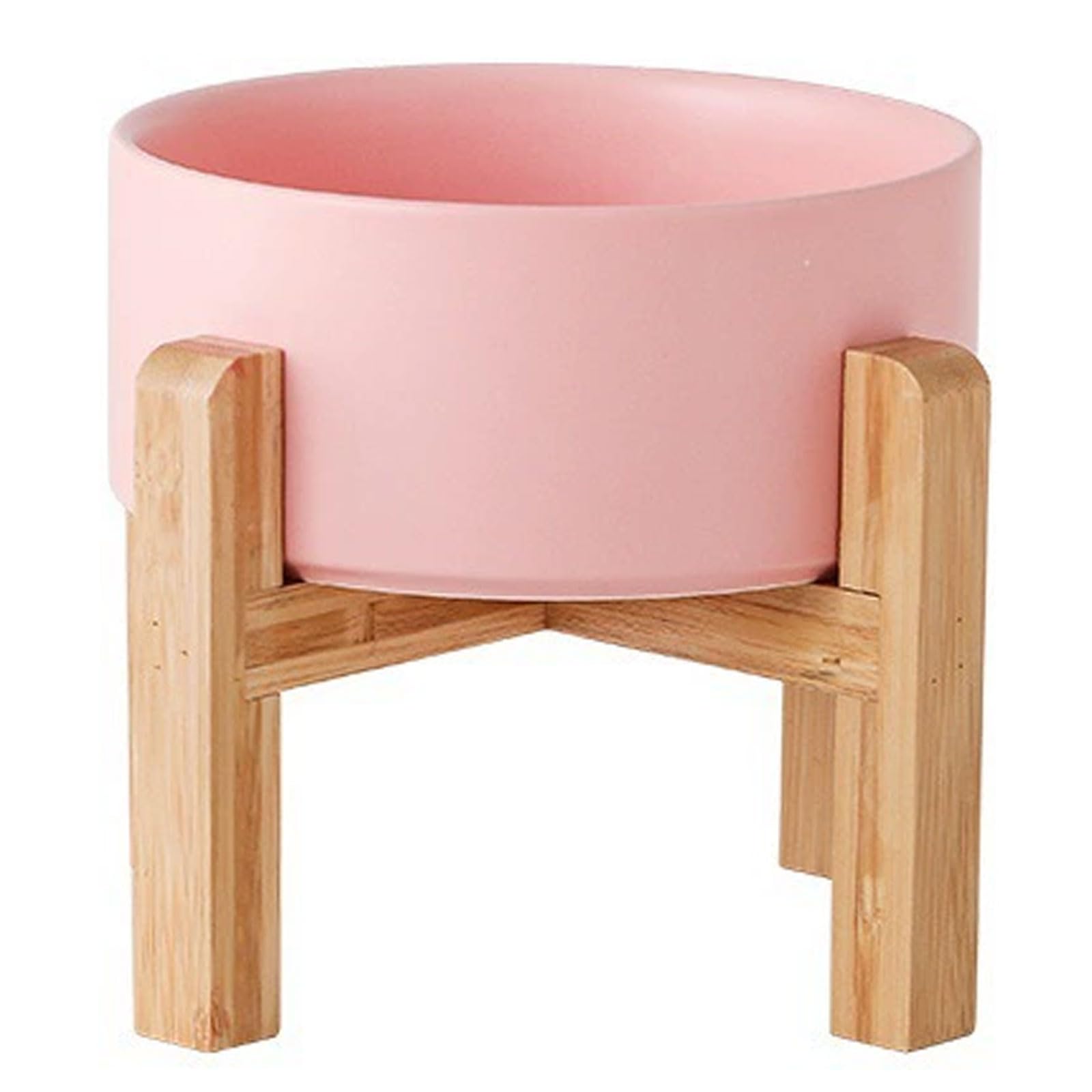 Petygooing PinkElevated/Raised Ceramic Dog Bowl for Small Breeds, Dog Food Water Dish with Stand,Pet Feeding Bowl with Anti Slip