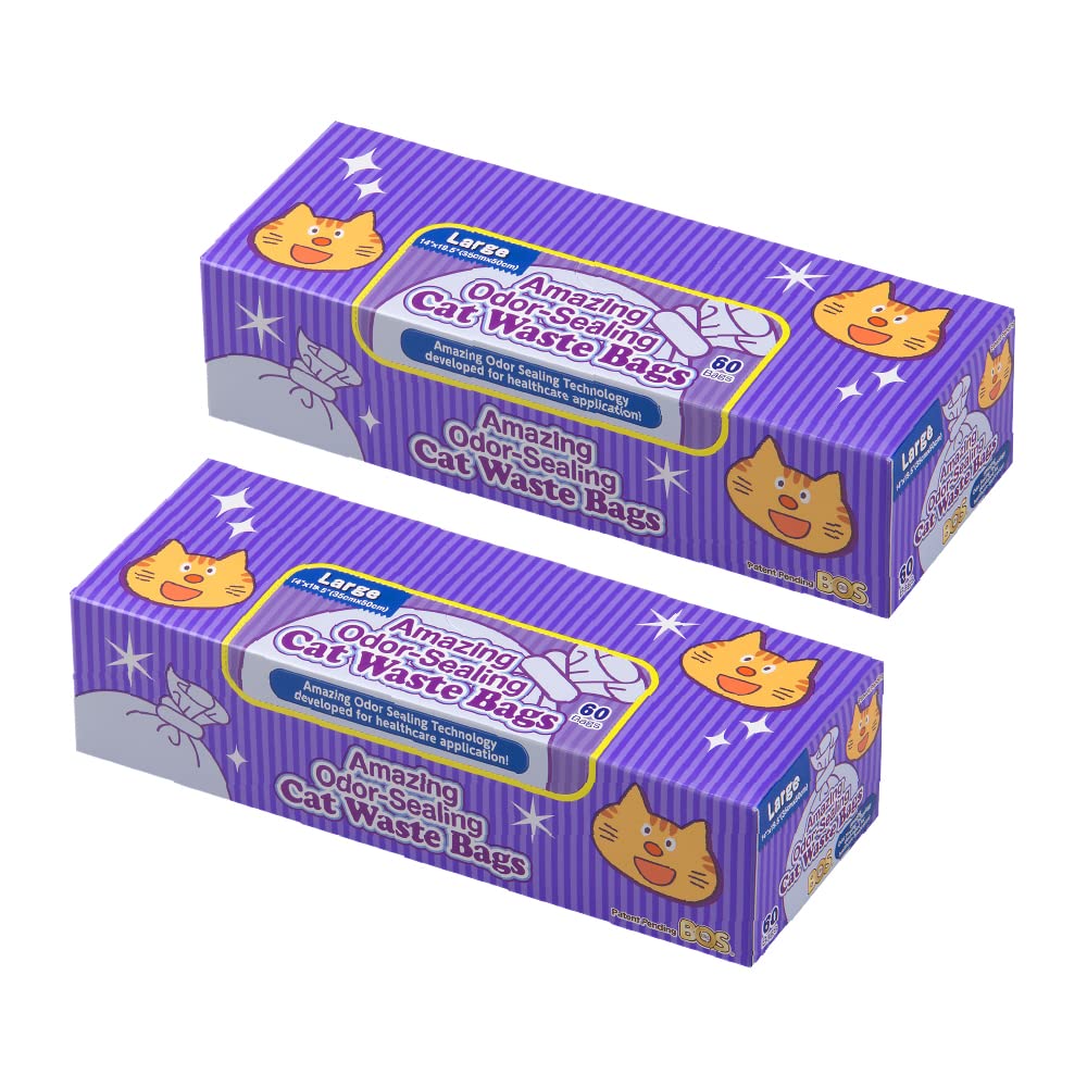 Bos Amazing Odor Sealing Cat Waste Disposal Bags - Durable, Unscented[Size: L, Color: Light Blue] (60 Count, Pack Of 2) (120 Bag