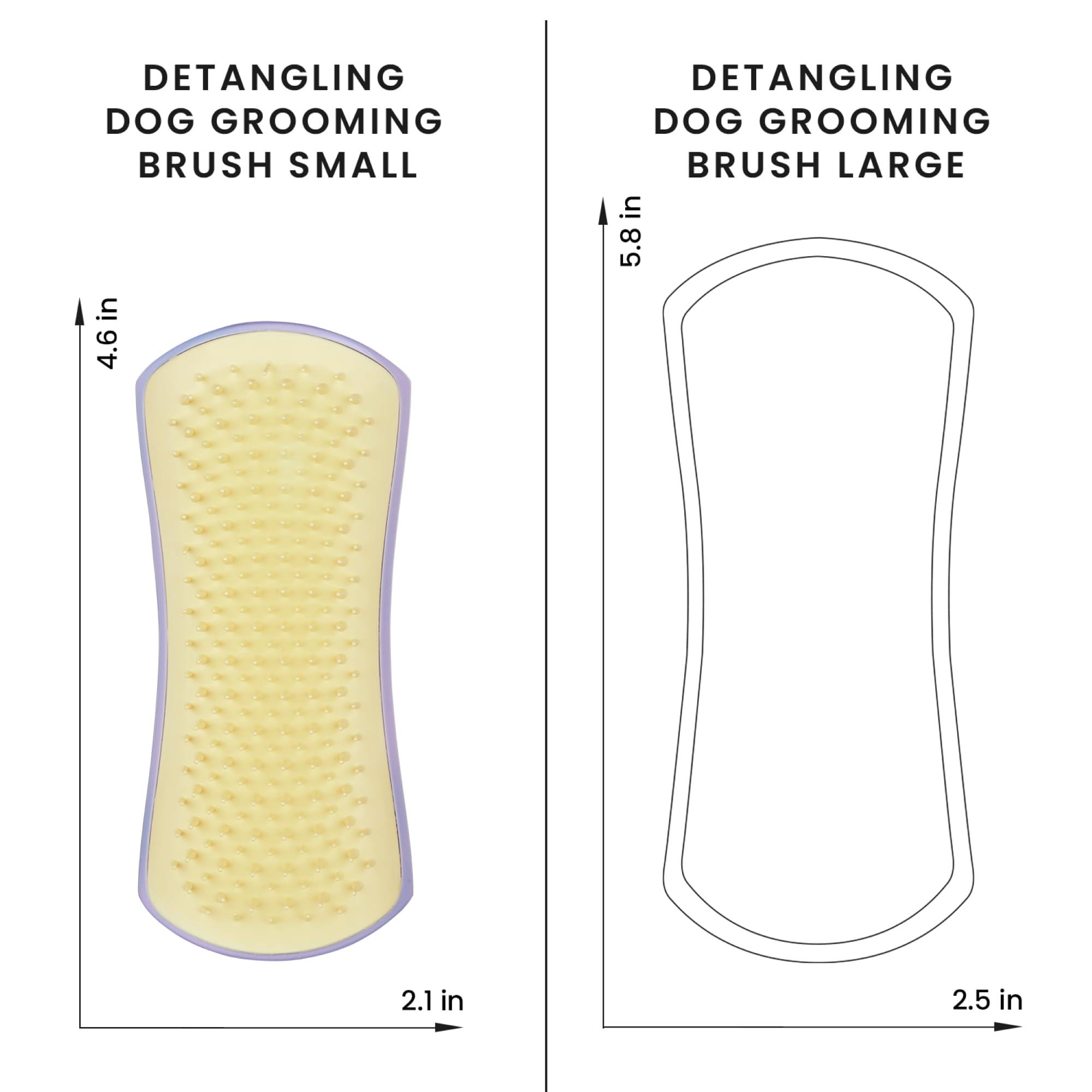 Pet Teezer By Tangle Teezer Detangling Dog Grooming Brush, Dry Brush & Dog Bath Brush For Wet Or Dry Fur & Light Shedding Breeds, Small, Lilac/Yellow