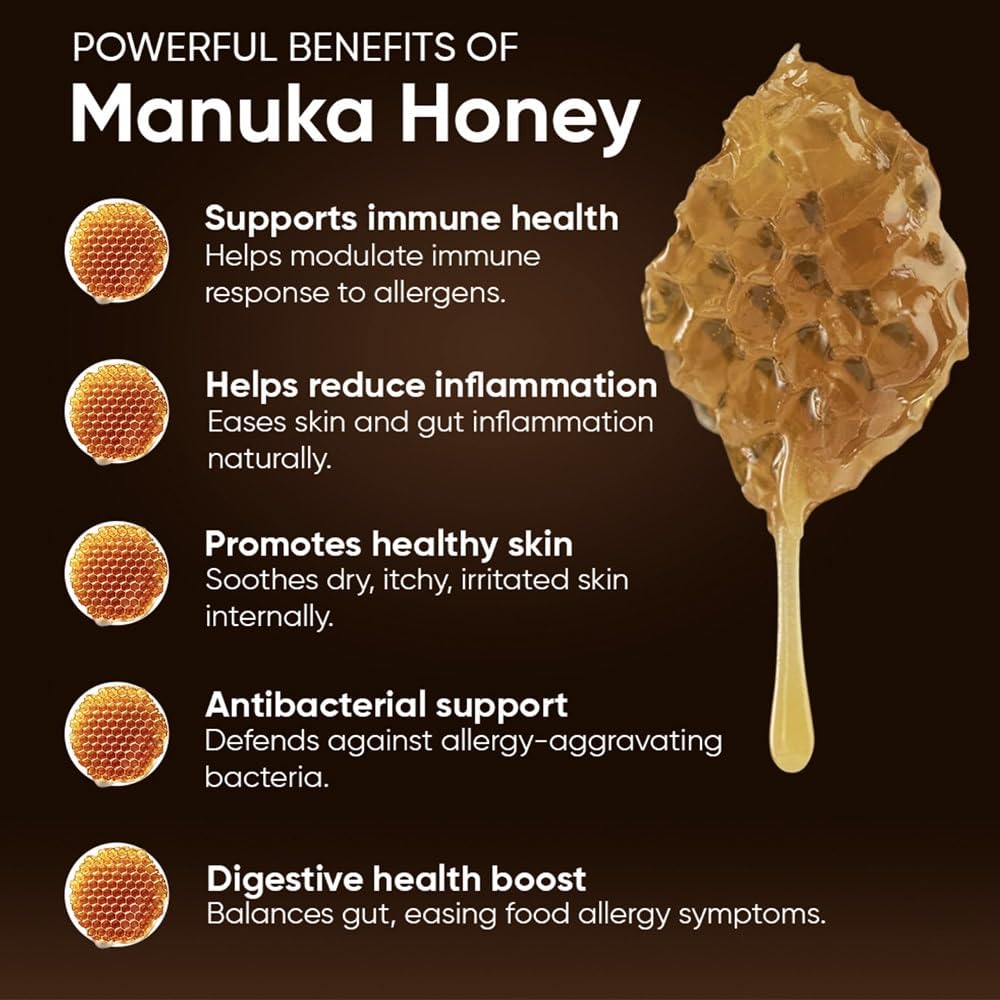 iHeartDogs Honey Guard Allergy & Itch Omega-3-6-9 Powder for Dogs Extra Strength with Manuka Honey, Quercetin, Colostrum, Kelp,