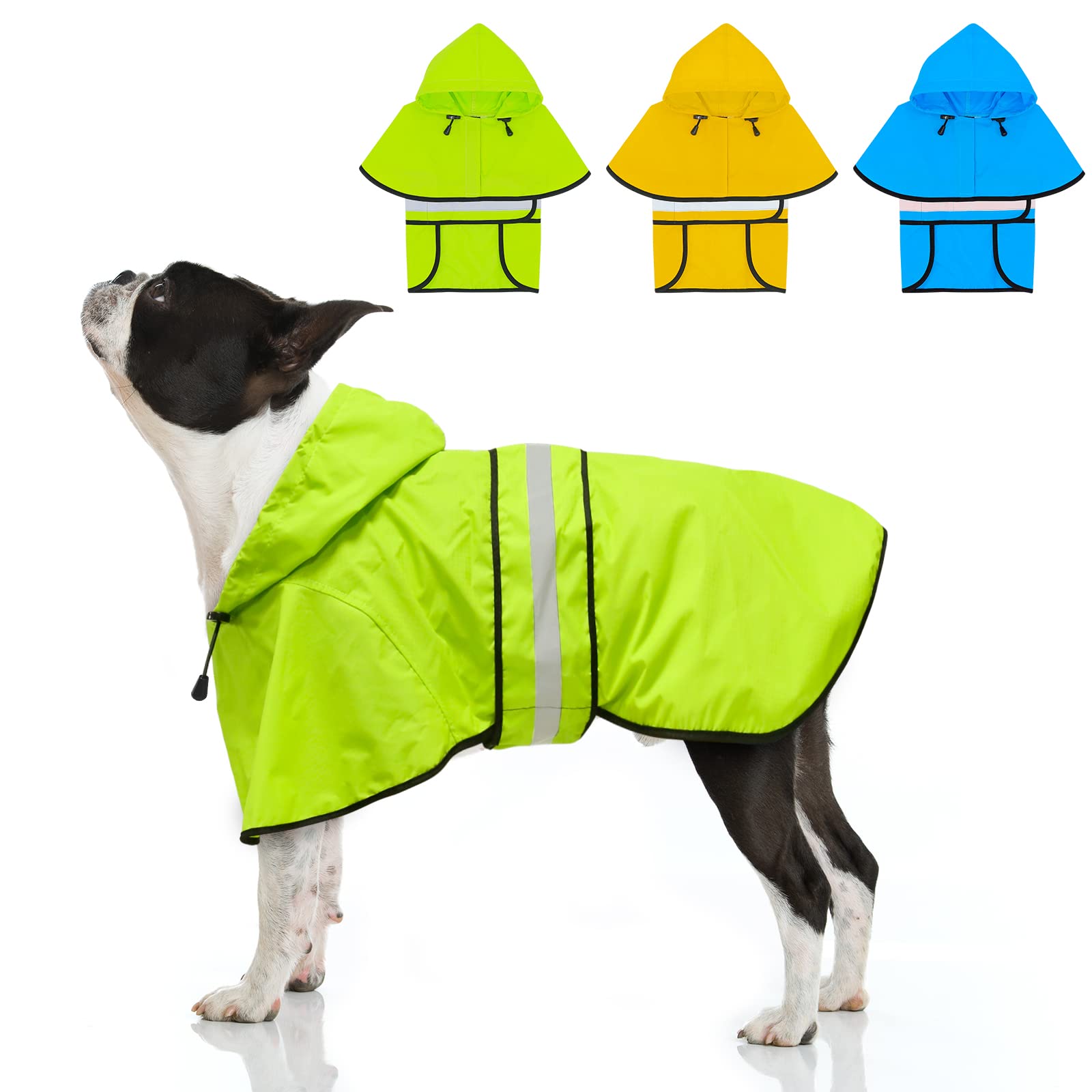 Dolitego Hooded Dog Raincoat - Reflective Dog Rain Jacket Lightweight Dog Rain Coat Dog Phocho For Small Medium Large Dogs (Small, Green)