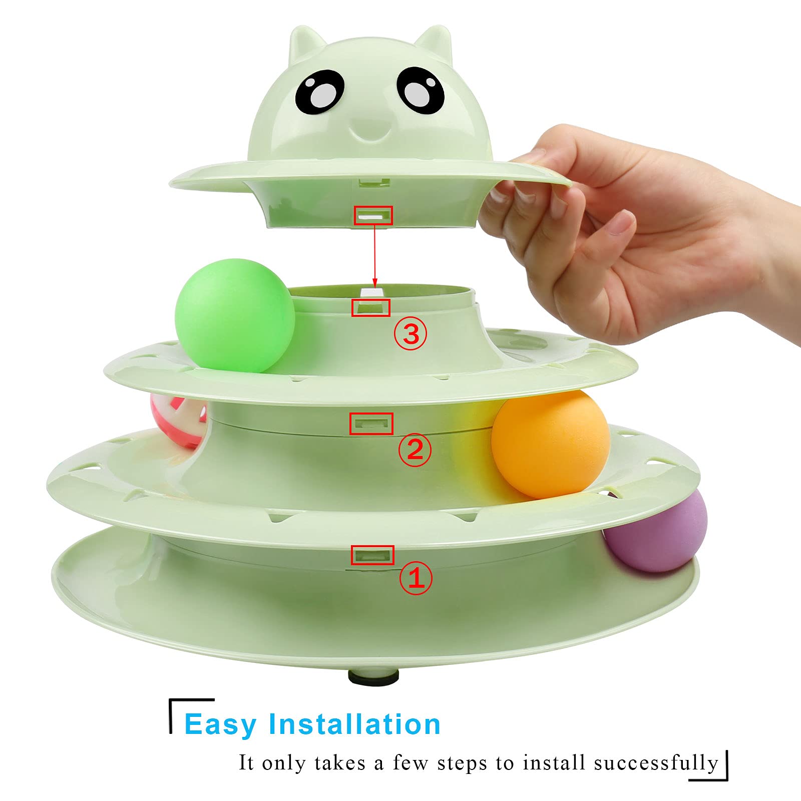 Upsky Cat Toy Roller 3-Level Turntable Cat Toy Balls With Six Colorful Balls Interactive Kitten Fun Mental Physical Exercise Puz