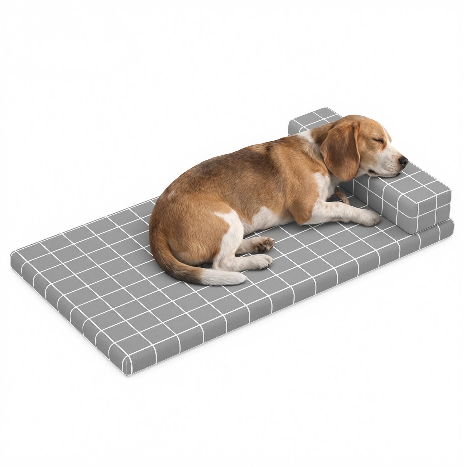 Comfortable SpongeFilled Dog Mat with Pillow  Machine Washable Pet Bed with Removable Cover, Breathable Fabric & Durable Const