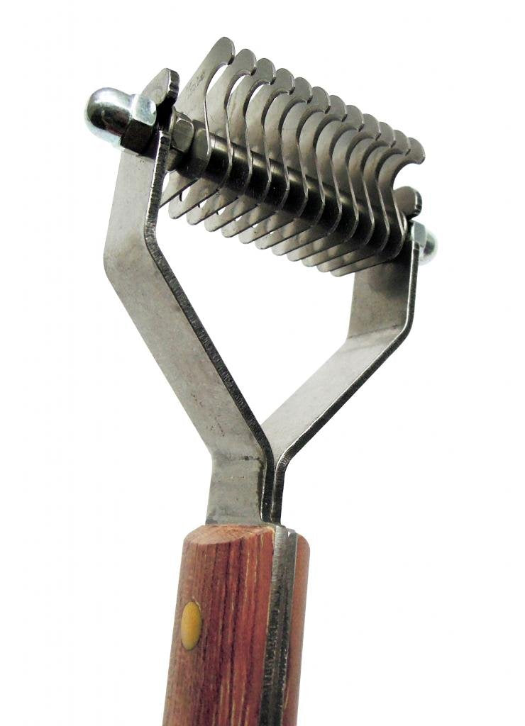 Mars Coat King Dematting Undercoat Grooming Rake Stripper Tool For Dogs And Cats, Stainless Steel With Wooden Handle For Thick Coats, 12-Blade Stripper For Groomers, Pet Owners