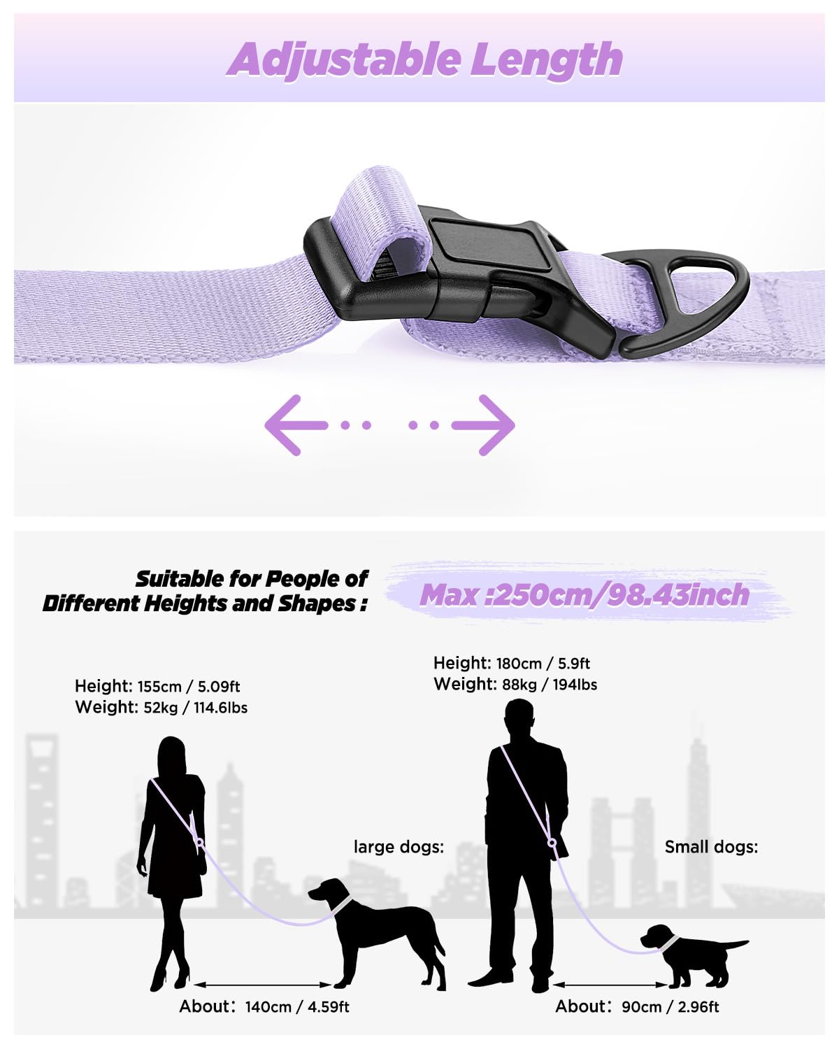 Heelay Hands Free Dog Leash, 8.2ft Multifunctional Crossbody Rope with Explosion-Proof Handle and Adjustable Training Hands Free