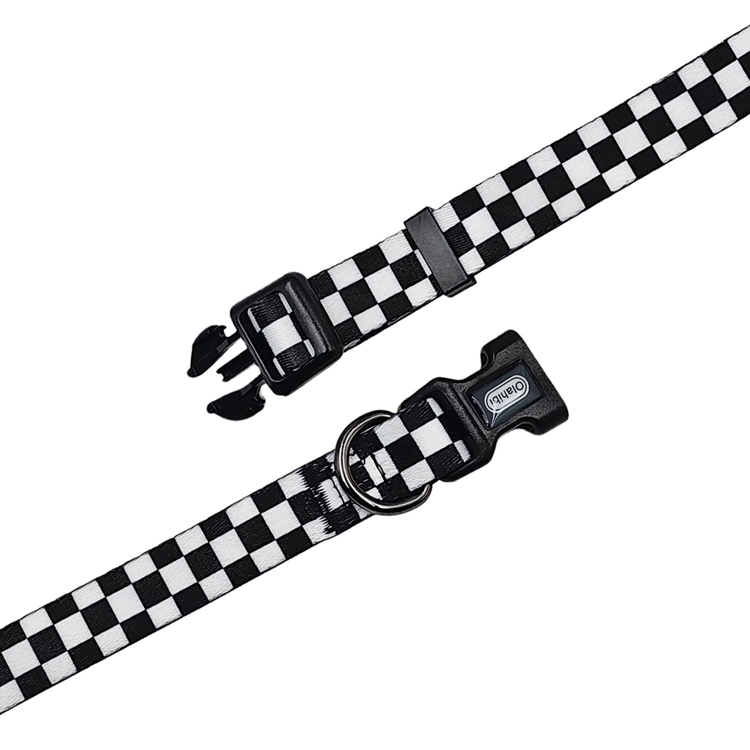 Olahibi Basic Dog Collar, Check Pattern, Polyester Material, 4 For Small Medium Large Dogs.(M, Check)