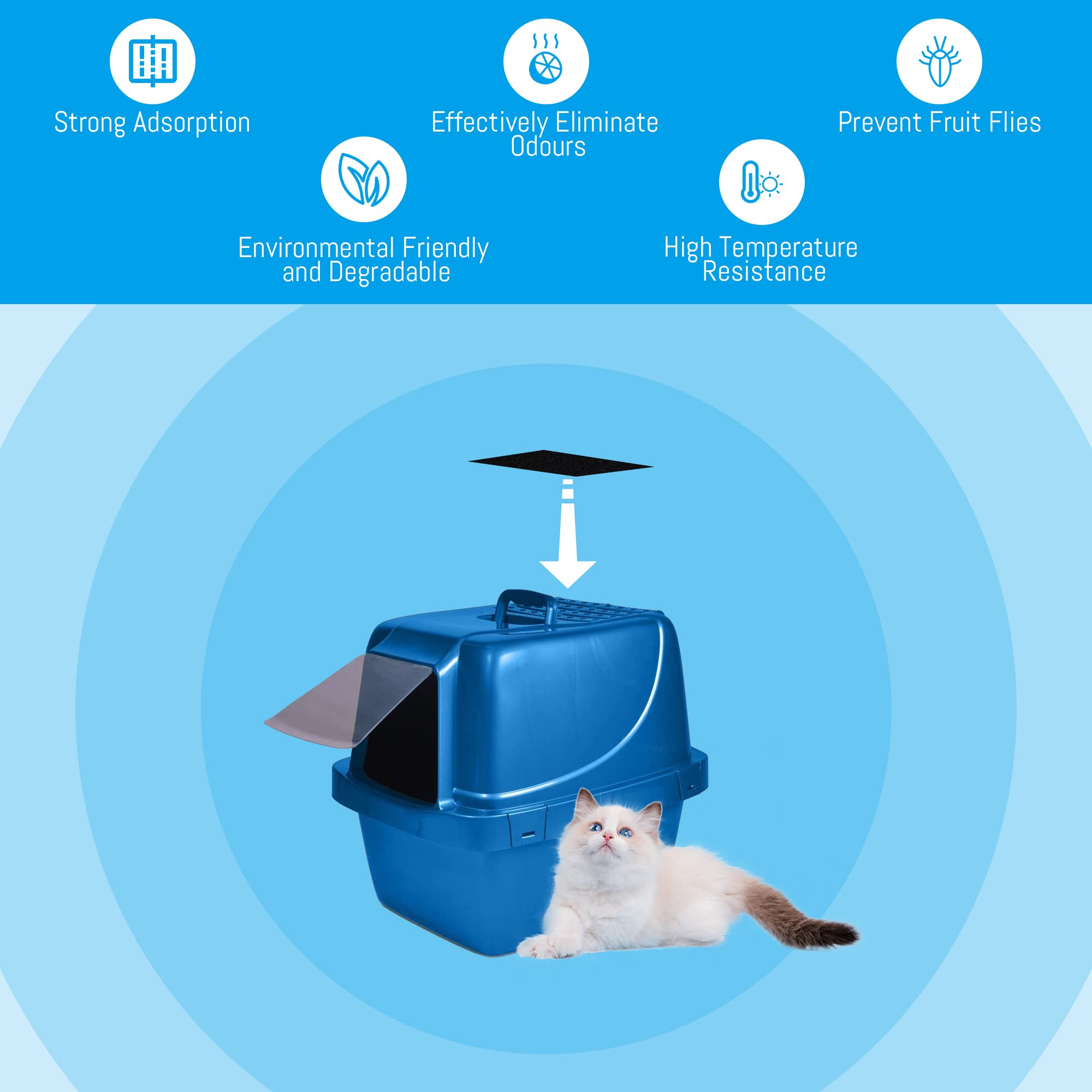 10 Pack Replacement Activated Charcoal Filters Compatible with Van Ness Corner Enclosed Cat Pan and Van Ness CP77 White Enclosed