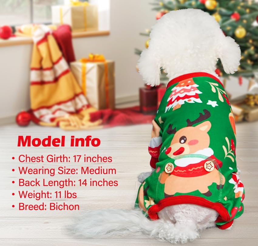 KYEESE Dog Christmas Velvet Outfit - Soft Stretchy Dog Pajamas for Small Dogs