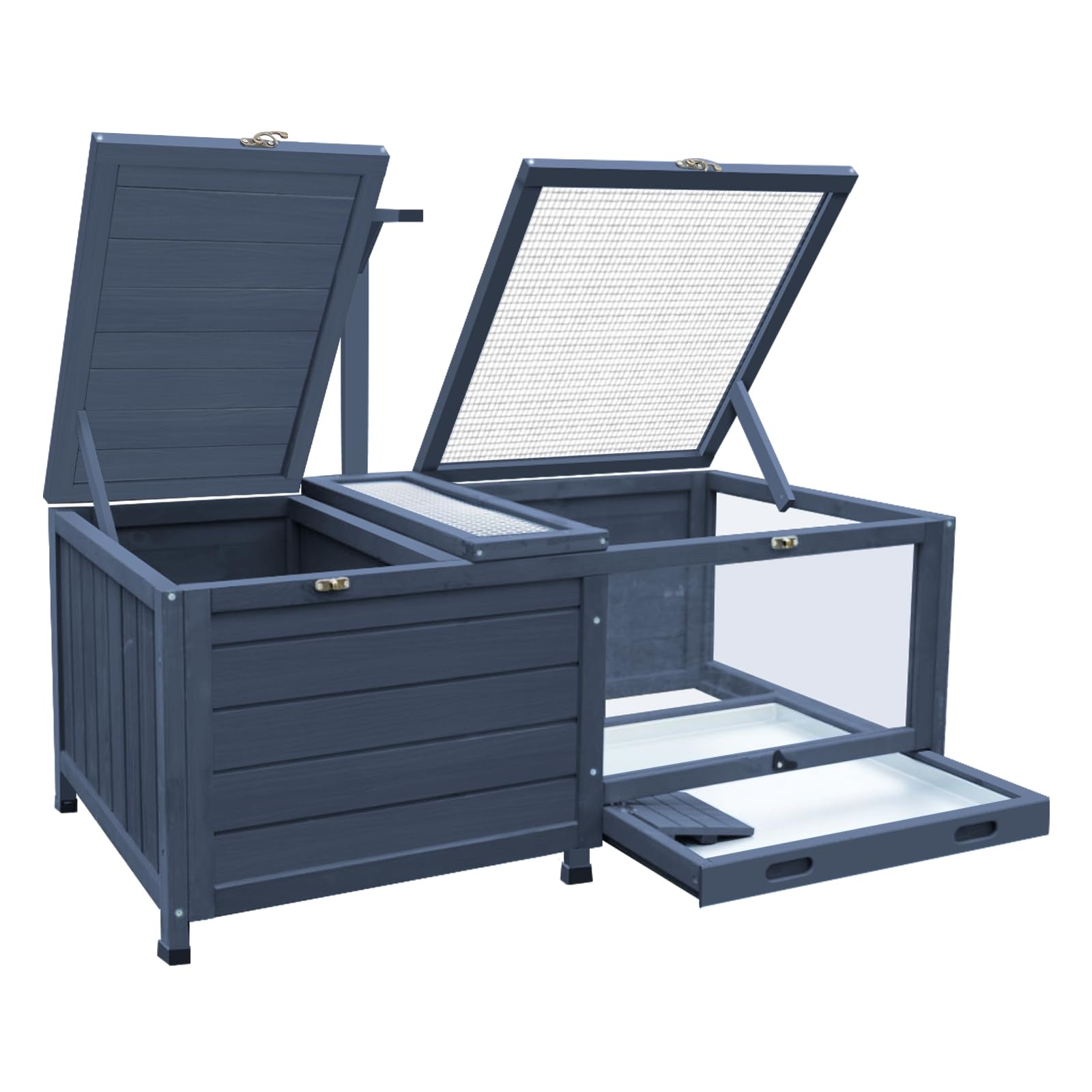 Wooden Tortoise Habitat, Extra Large Indoor Outdoor Reptile Cage With Tray, Tortoise House Snake Turtle Box Reptile Terrarium Bu