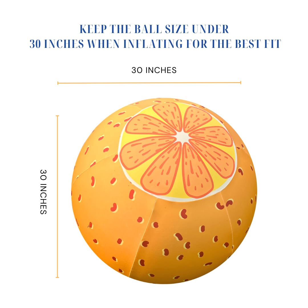 Horzmetnex Horse Ball Cover 30Inch - Stretchable Fabric With Orange Pattern Design,Washable Protector For Equine Therapy, Traini