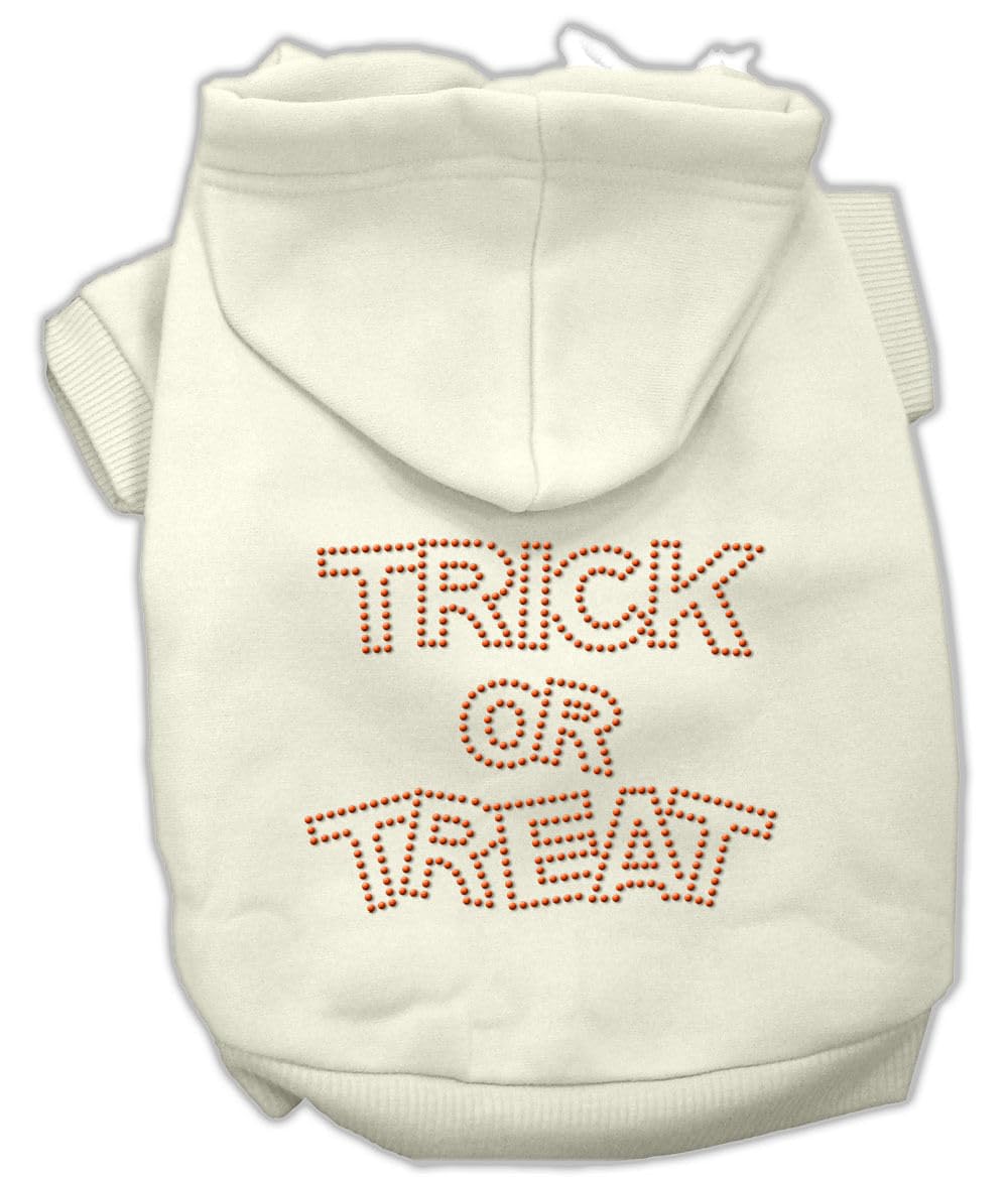 Halloween Pet Dog & Cat Hoodie Rhinestone, &quot;Trick Or Treat&quot; Cream 3XL (25-35 lbs.)