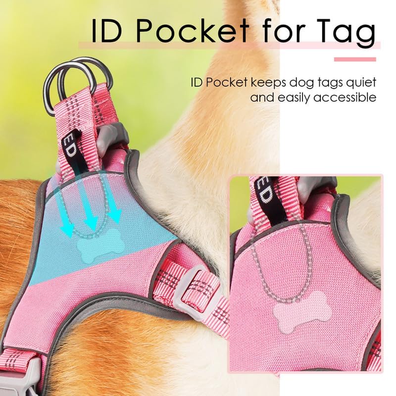 ThinkPet No-Pull Harness, Escape Proof Step-in Reflective Dog Vest Adjustable Breathable Halter Harness with Back/Front Clip for