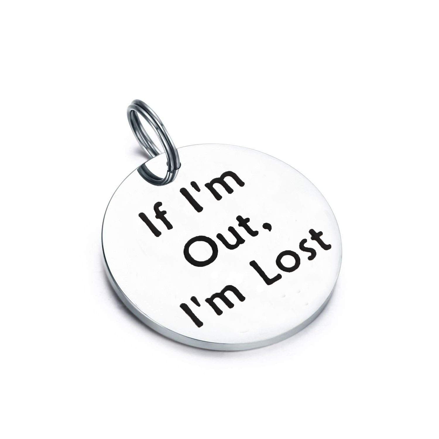 Pet Id Tag Engraved If Im Out Im Lost Personalized Collar Tags Gifts For Dog Cat (Silver)