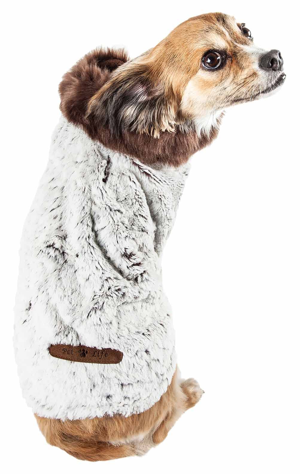 Pet Life ® Luxe 'Purrlage' Pelage Mink Fur Dog Coat - Dog Jacket with Hook-and-Loop Belly enclosures - Winter Dog Coats for Small Medium Large Dog Clothes